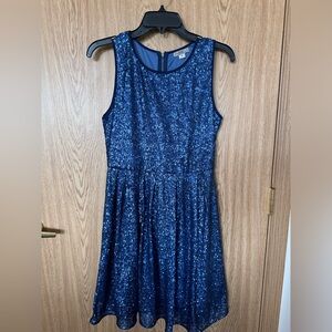 ISSI Blue Sequins Sleveless Midi Holiday Dress Women’s M